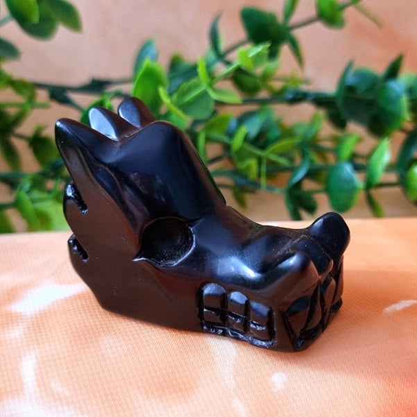 Black Obsidian Dragon Skull – small - (ID: cra17)