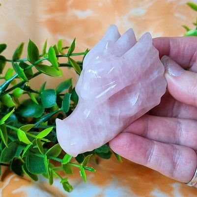 Rose Quartz Dragon Skull - (ID: cra32)