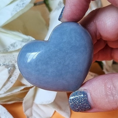 Angelite Puffy Heart – (ID: crf18)