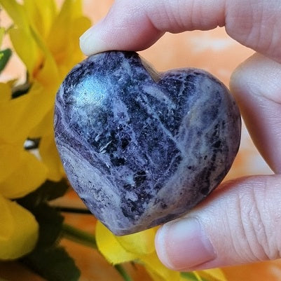 Purple Flower Jasper Heart – (ID: crf36)