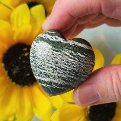 Green Zebra Jasper Heart – (ID: crf4)