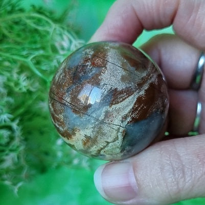 Red Silver Leaf Jasper Sphere - (ID: crf76)