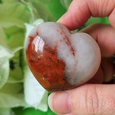 Red Jasper & Quartz Heart - (ID: crf90)