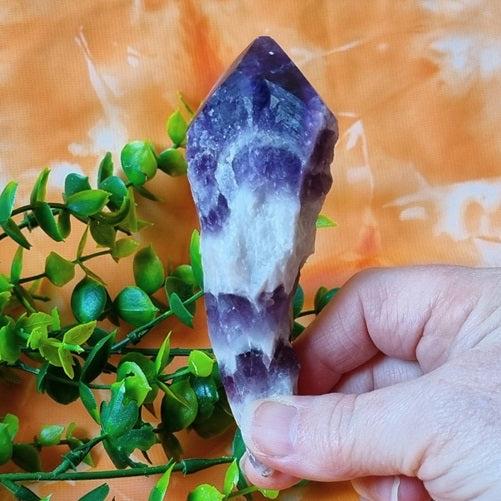 Chevron Amethyst Raw Point - (ID: crn11)