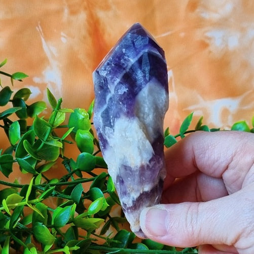Chevron Amethyst Raw Point - (ID: crn134)