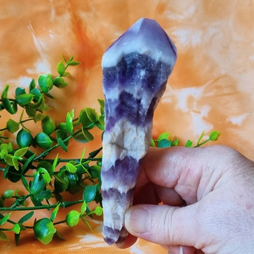 Chevron Amethyst Raw Point - (ID: crn86)