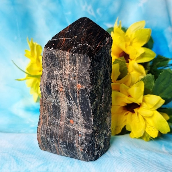 Black Tourmaline Raw Base Point – (ID: crp25)