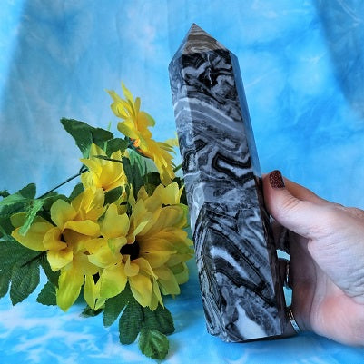 Shell (Marble) Jasper Tower - (ID: crp34)