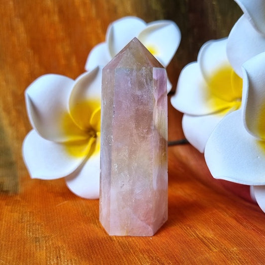 Aura Rose Quartz Point – (ID: crp45)