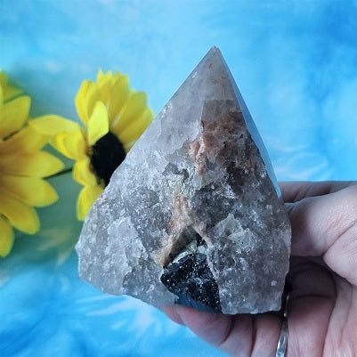 Tourmaline in Quartz Raw Base Point – (ID: crp56)