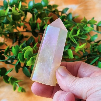 Aura Rose Quartz Point – (ID: crp8)