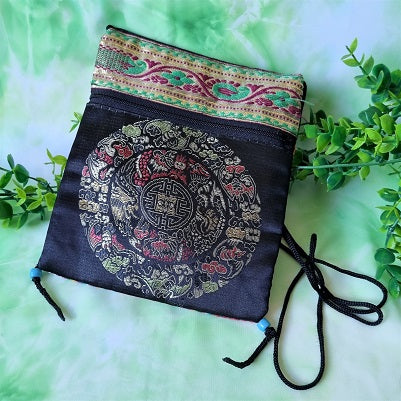 Black Mandala Crossbody Bag – (ac35)