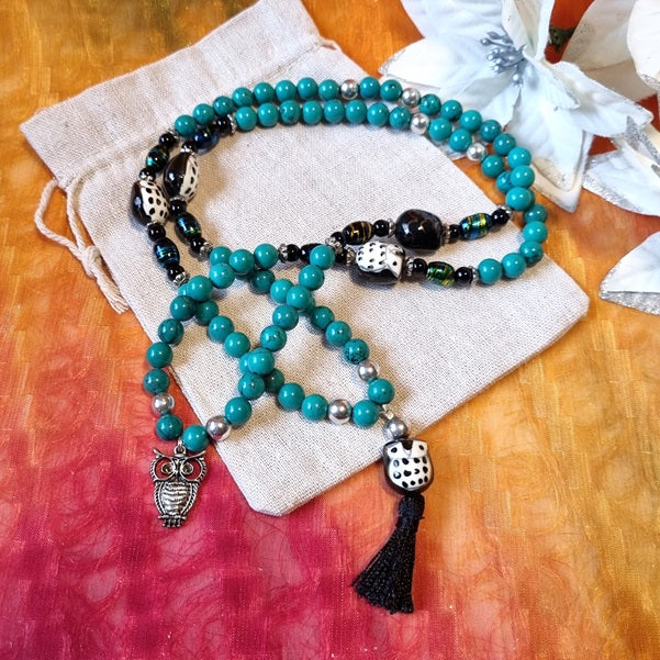 Turquoise Owl Mala - (ID: am2)