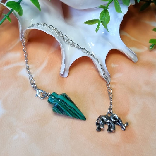Malachite Elephant Pendulum – (ID: ap14)