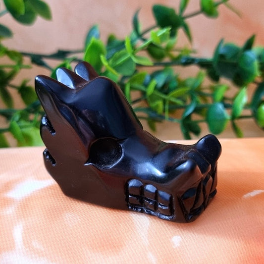 Black Obsidian Dragon Skull – small - (ID: cra17)