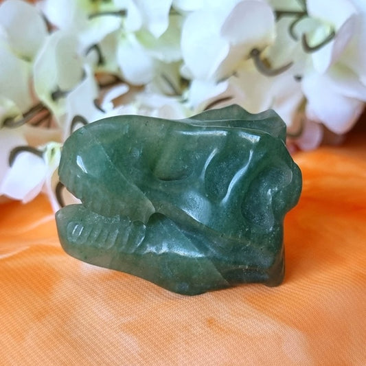 Green Aventurine Dinosaur Skull – small - (ID: cra3)