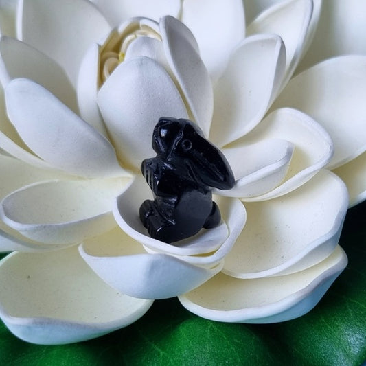 Black Obsidian Bunny – mini – (ID: cra49)
