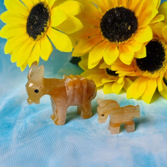 Banded Calcite Donkey & Foal - (ID: cra5)