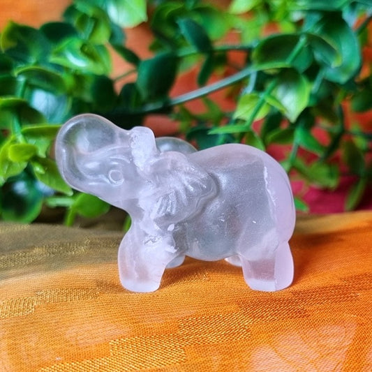 Clear Fluorite Elephant – (ID: cra70)