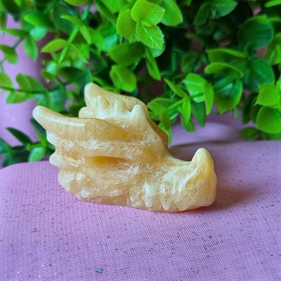 Yellow Calcite Dragon Skull – (ID: cra75)