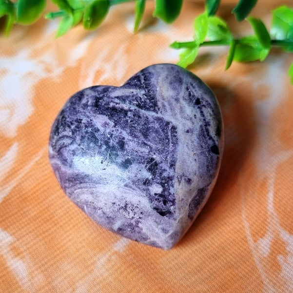 Purple Flower Jasper Heart – (ID: crf36)