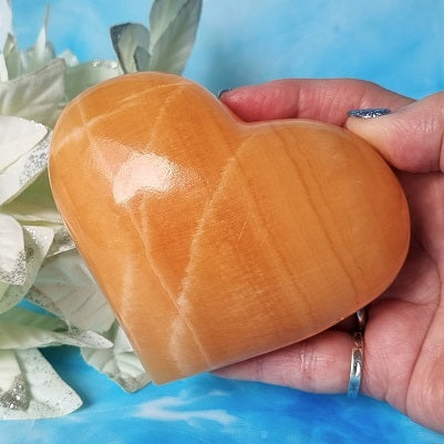 Orange Calcite Heart – ex-large – (ID: crf43)