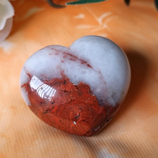 Red Jasper & Quartz Heart - (ID: crf90)