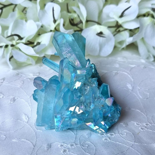 Aqua Aura Quartz Cluster – (ID: crn10)