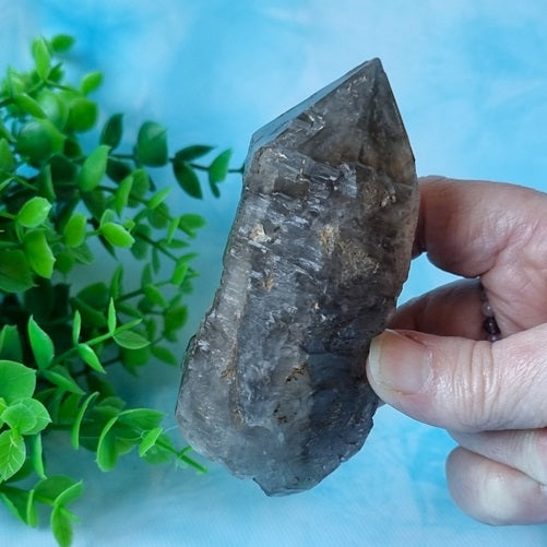 Elestial Smokey Quartz Raw Point - (ID: crn101)