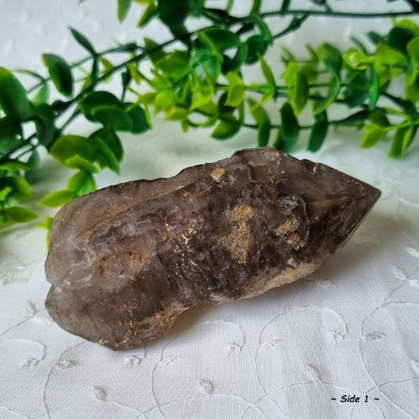 Elestial Smokey Quartz Raw Point - (ID: crn101)