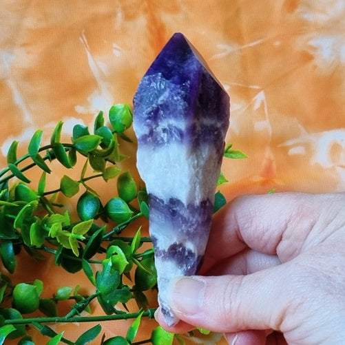 Chevron Amethyst Raw Point - (ID: crn11)