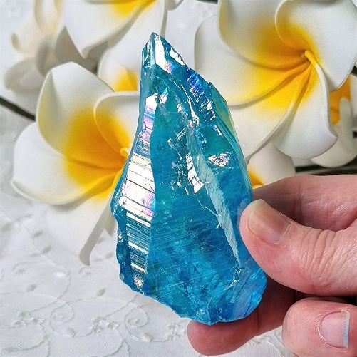 Aqua Aura Quartz Raw Point – (ID: crn115)