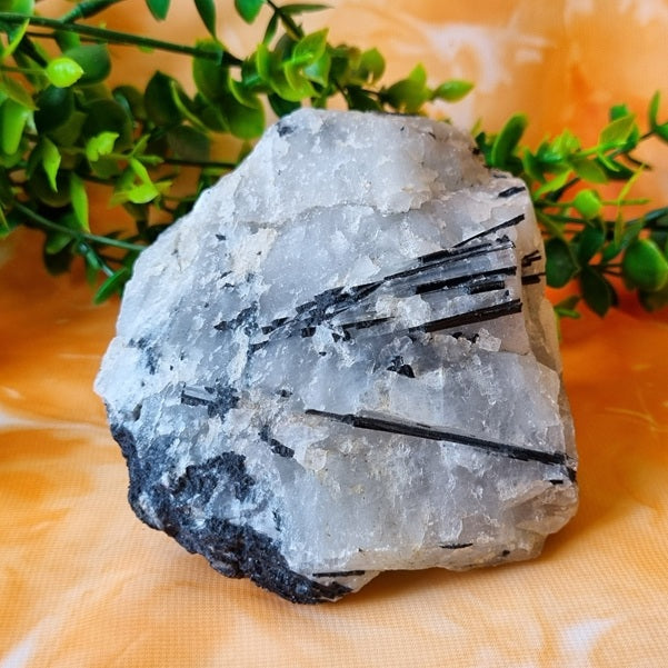 Clear Quartz with Black Tourmaline – (ID: crn127)