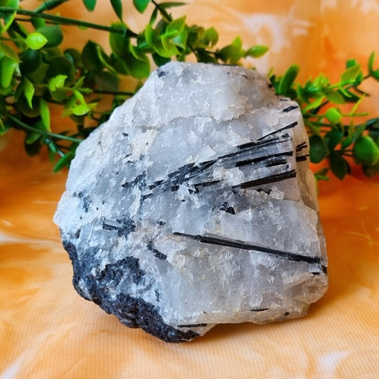 Clear Quartz with Black Tourmaline – (ID: crn127)