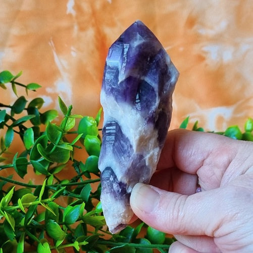 Chevron Amethyst Raw Point - (ID: crn134)