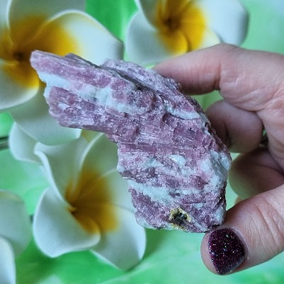 Pink Tourmaline in Quartz - (ID: crn176)