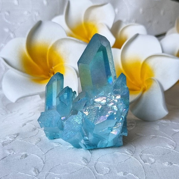 Aqua Aura Quartz Cluster – (ID: crn19)