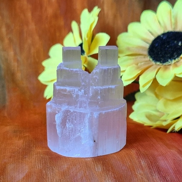Selenite Twin Tower – mini - (ID: crn40)