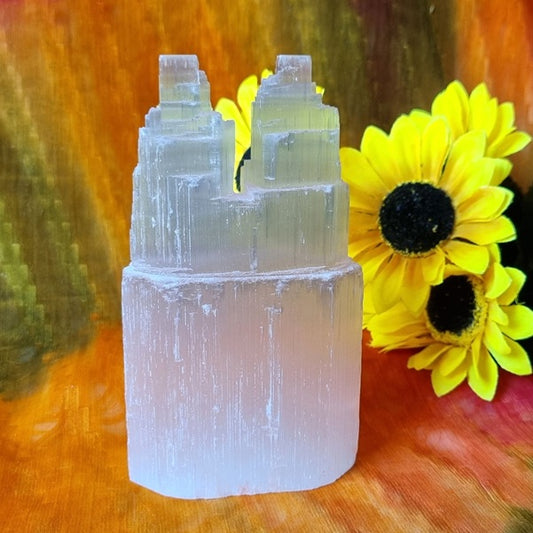 Selenite Twin Tower – (ID: crn50)