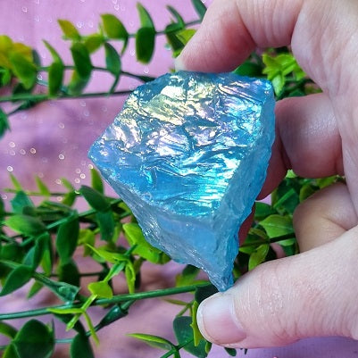 Aqua Aura Quartz Chunk – (ID: crn6)