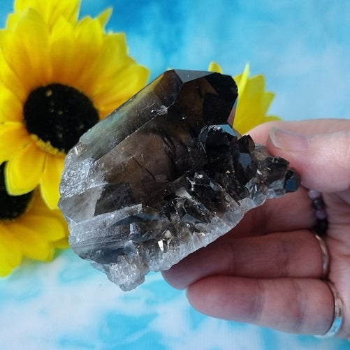 Dark Smokey Quartz Cluster/Point - (ID: crn69)