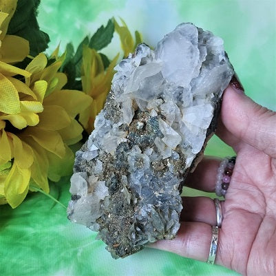 Pyrite with Calcite Slab – (ID: crn69)