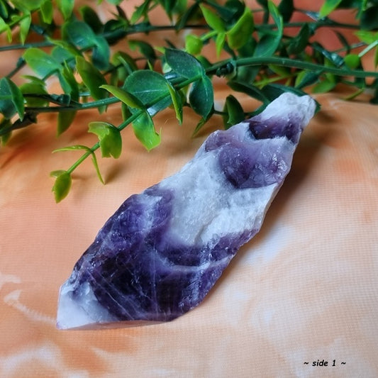 Chevron Amethyst Raw Point - (ID: crn70)