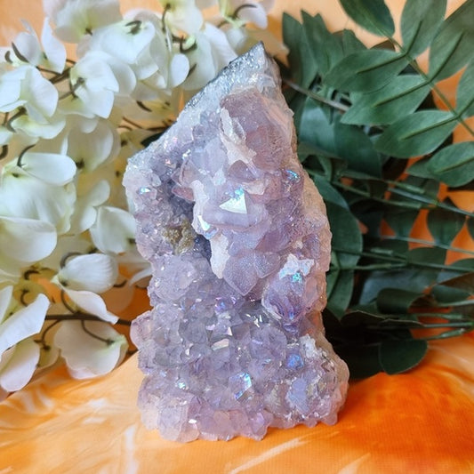 Amethyst Aura Quartz Cluster - (ID: crn76)