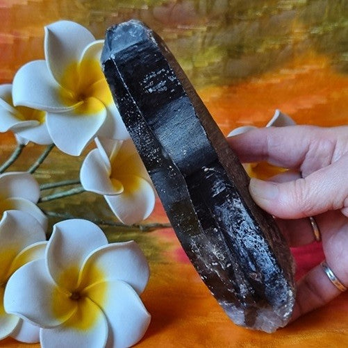 Dark Smokey Quartz Raw Point - (ID: crn84)