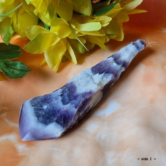 Chevron Amethyst Raw Point - (ID: crn86)