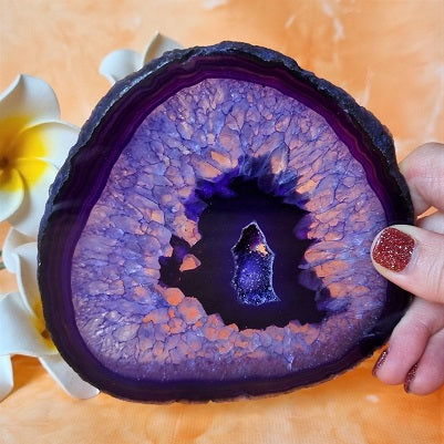 Purple Agate Slice - (ID: crp24)