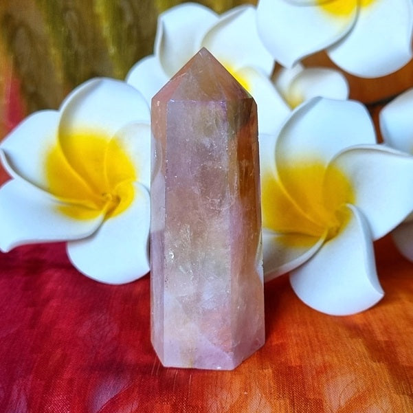 Aura Rose Quartz Point – (ID: crp45)