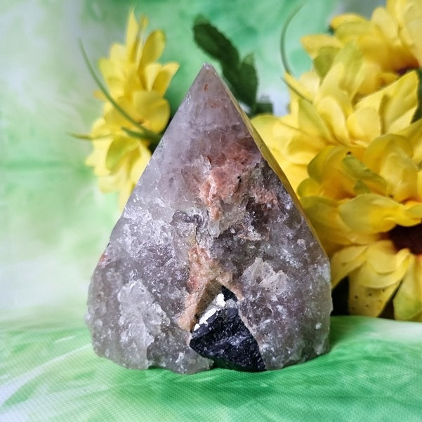 Tourmaline in Quartz Raw Base Point – (ID: crp56)
