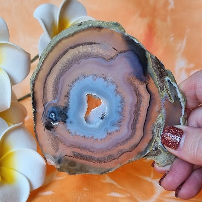 Grey Agate Slice - (ID: crp81)